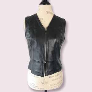 Vintage Ann Taylor Petites Leather Vest Medium